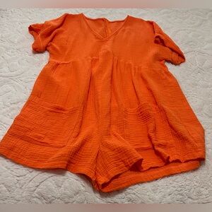 Orange Women's Romper